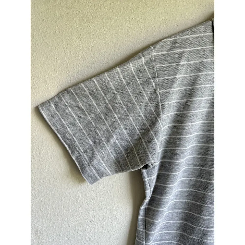 Lacoste Men's XL Gray Polo Shirt Stripe Embroidery Logo